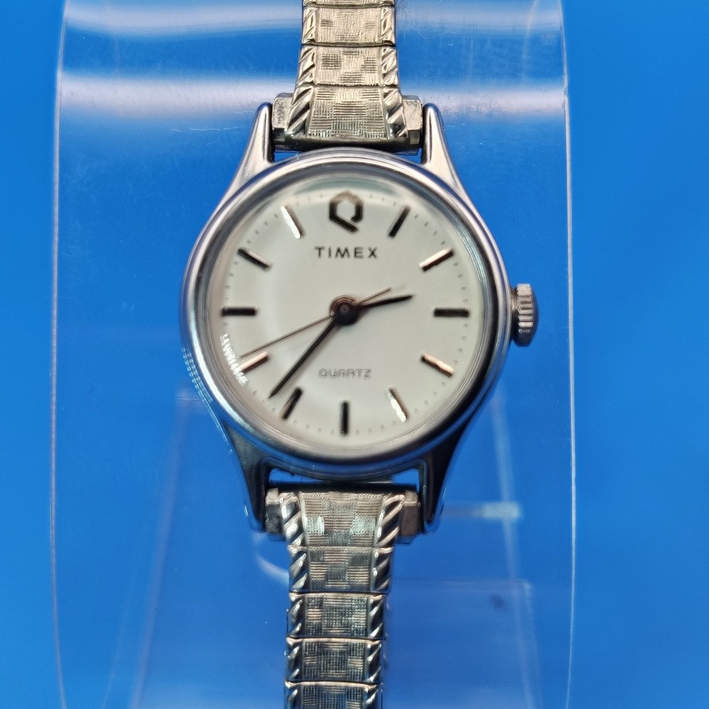 Vintage 1993 Timex 20mm‎ Stainless Steel Women's Quartz Watch Stretch Bracelet